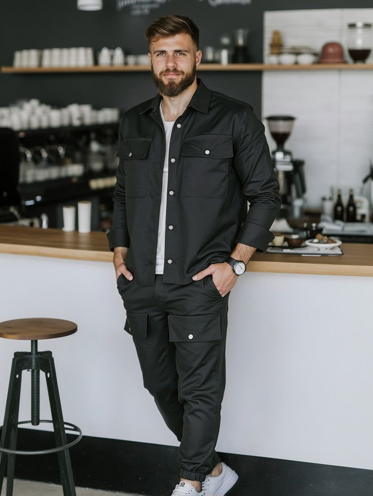 Compleu Cargo Street Negru + Tricou Cadou