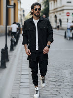 Compleu Cargo Street Negru + Tricou Cadou
