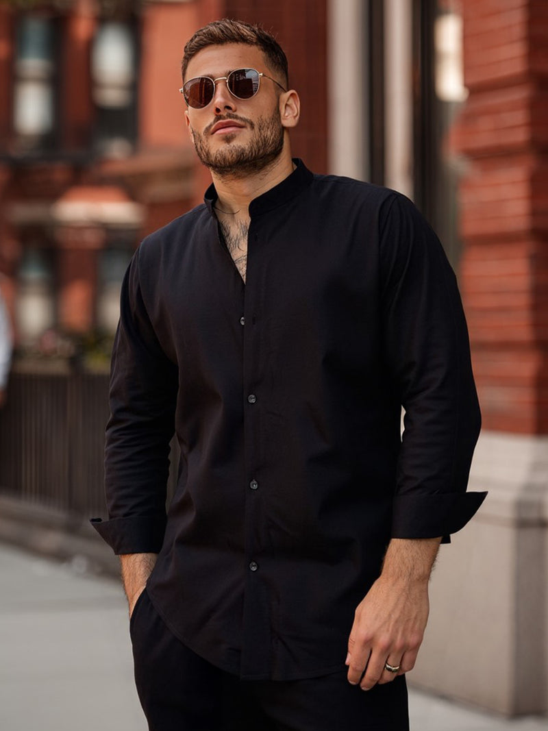 Set Camasa+Pantalon Tip In Negru