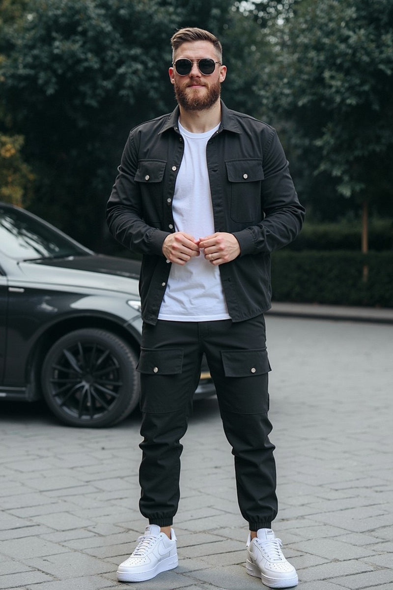 Compleu Cargo Street Negru + Tricou Cadou
