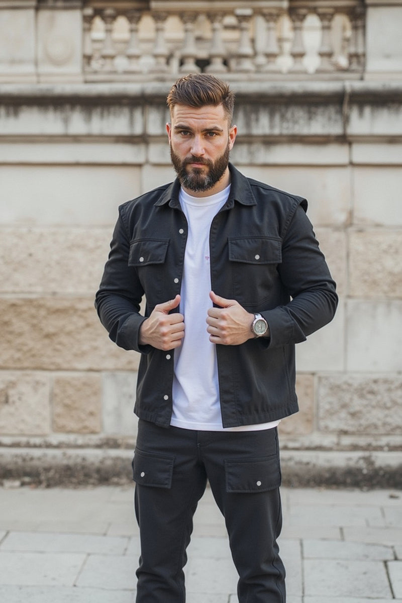Compleu Cargo Street Negru + Tricou Cadou
