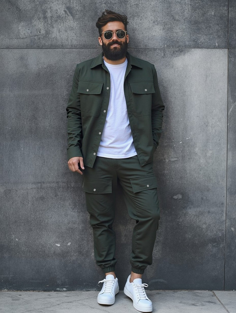 Compleu Cargo Street Kaki+ Tricou Cadou