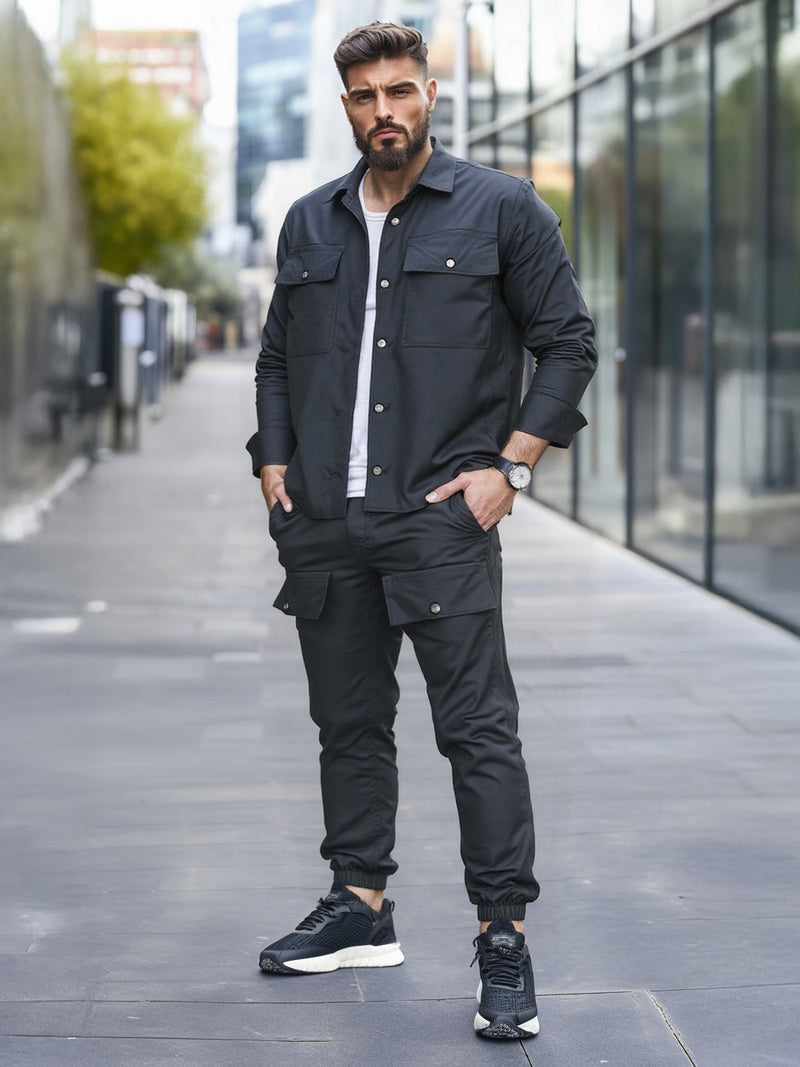 Compleu Cargo Street Negru + Tricou Cadou