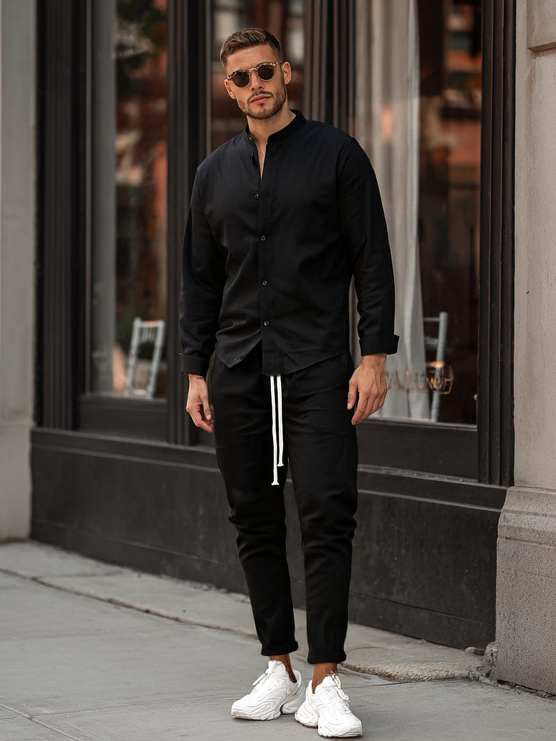 Set Camasa+Pantalon Tip In Negru