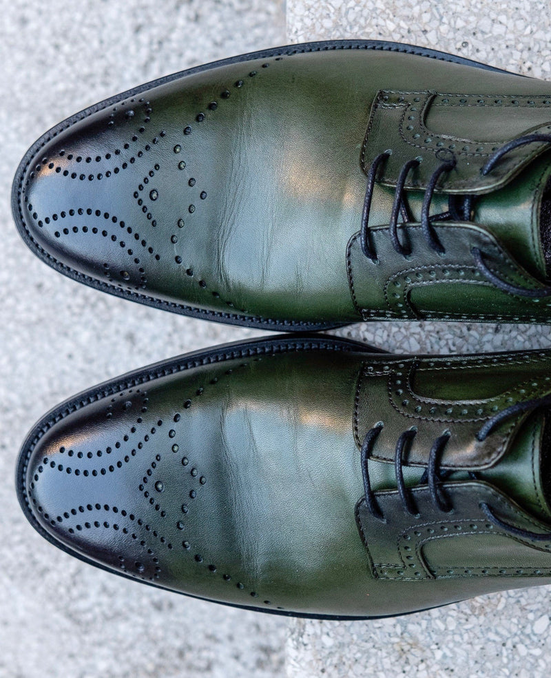 Pantofi piele naturala Oxford Green