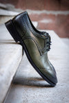 Pantofi piele naturala Oxford Green