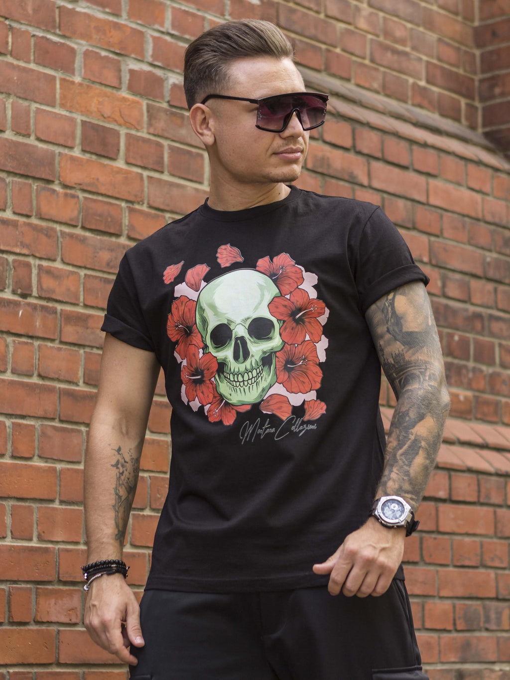 Tricou Flower Skull Black