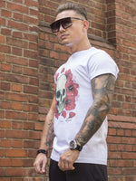 Tricou Flower Skull White