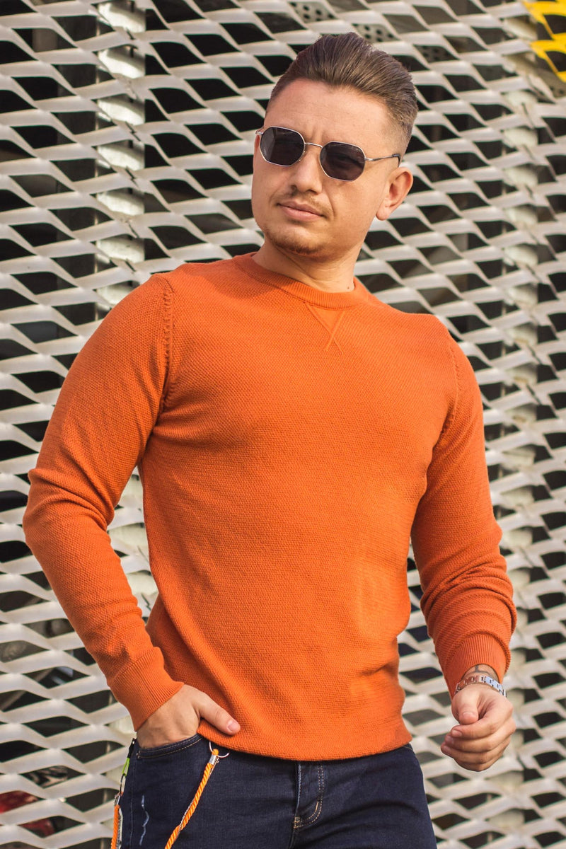 Pulover Texturat TM01 Caramiziu