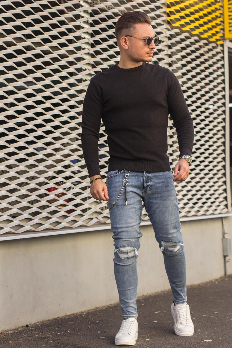Pulover Texturat Slim 6833 Antracit