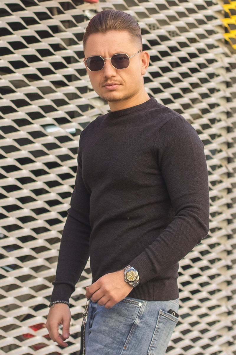 Pulover Texturat Slim 6833 Antracit