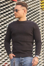 Pulover Texturat Slim 6833 Antracit
