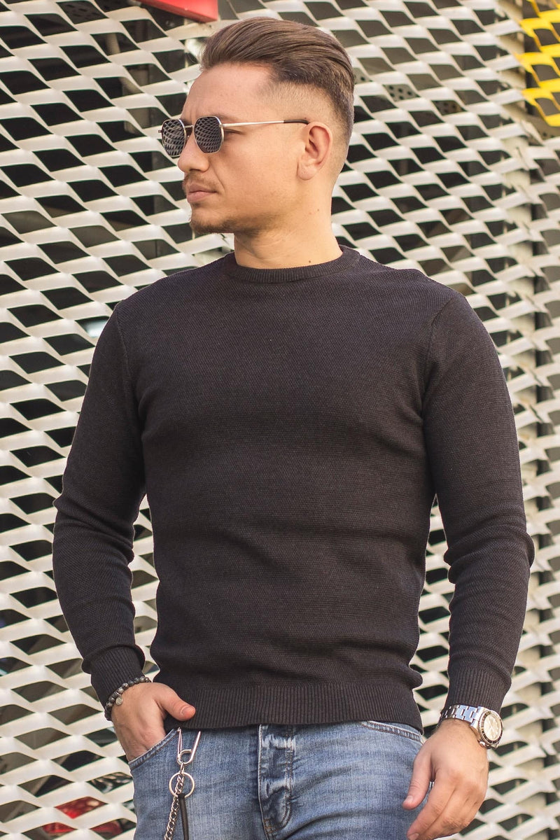 Pulover Texturat Slim 6833 Antracit