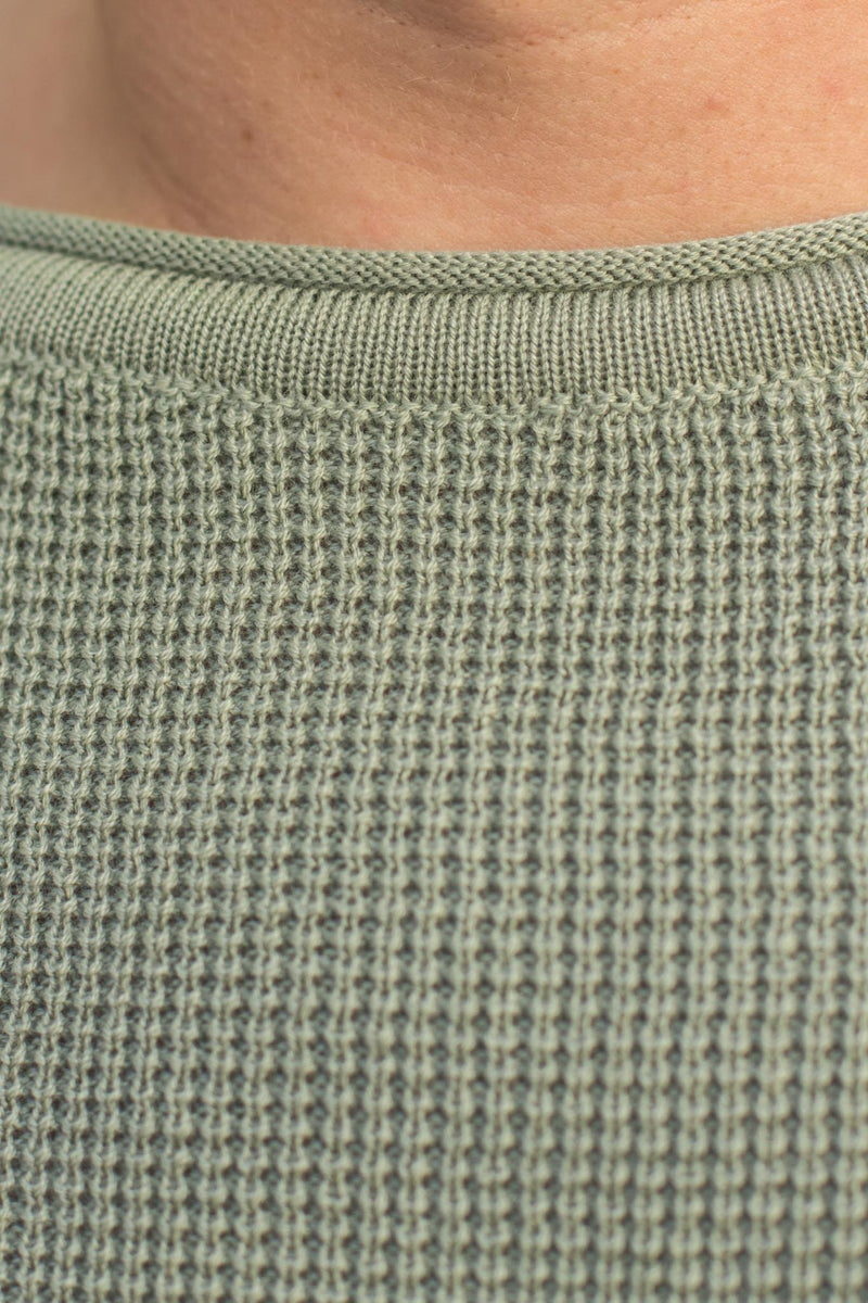 Pulover Texturat cu model pe maneci 6397 Verde Menta