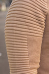 Pulover Texturat cu model pe maneci 6397 Camel-Crem