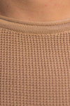 Pulover Texturat cu model pe maneci 6397 Camel-Crem
