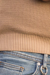 Pulover Texturat cu model pe maneci 6397 Camel-Crem