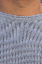 Pulover Texturat cu model pe maneci 6397 BabyBlue